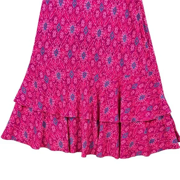 LAUREN Ralph Lauren Women Ruffle Dress Sz 10 Fuchsia Multi Geo High Low Hem NWT - Picture 13 of 14
